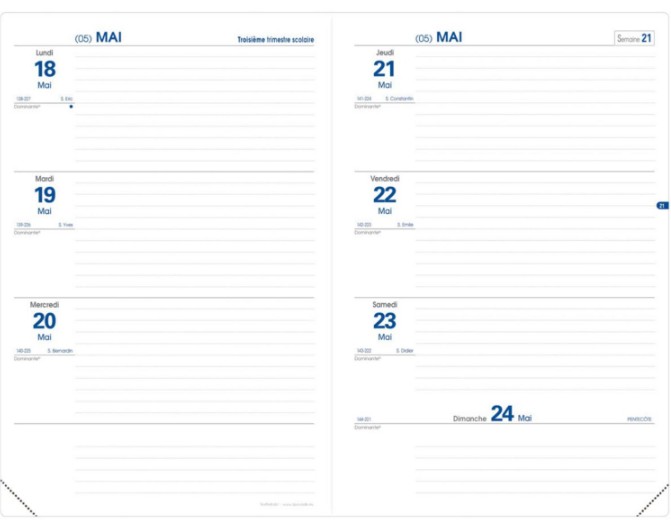 Image Academic planners - Scholar - One week on two pages - Roma - Light blue - French - 61/4" x 91/2" inch